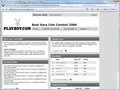 Playboy Bracketology Screenshot